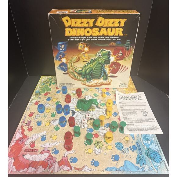 Dizzy Dizzy Dinosaur Board Game 1987 Pressman 100% Complete Tested Vintage - Picture 1 of 14